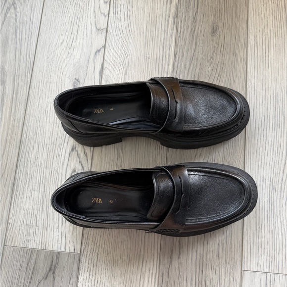 Zara Genuine Leather Platform Loafers - Picture 3 of 3